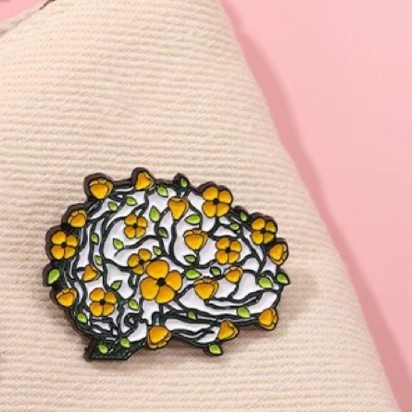 Floral Brain Network Enamel Pin Daisy Chain Neurology Science Lanyard Badge Gift - Picture 4 of 10